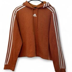 adidas cropped Orange Hoodie with White Trefoil